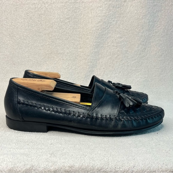 G.H. Bass & Co Woven Leather Tassel Loafers-Men’s 10-Black-Classic-Formal-Office - Picture 2 of 13